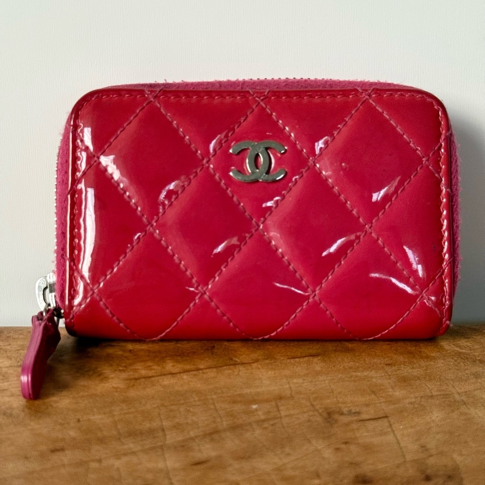 CHANEL Patent Zip Wallet